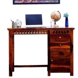 Custom Decor Sheesham Wood Study Table for Living Room, Office Table for Home, Console Table (Natural Finish) (Design 5)