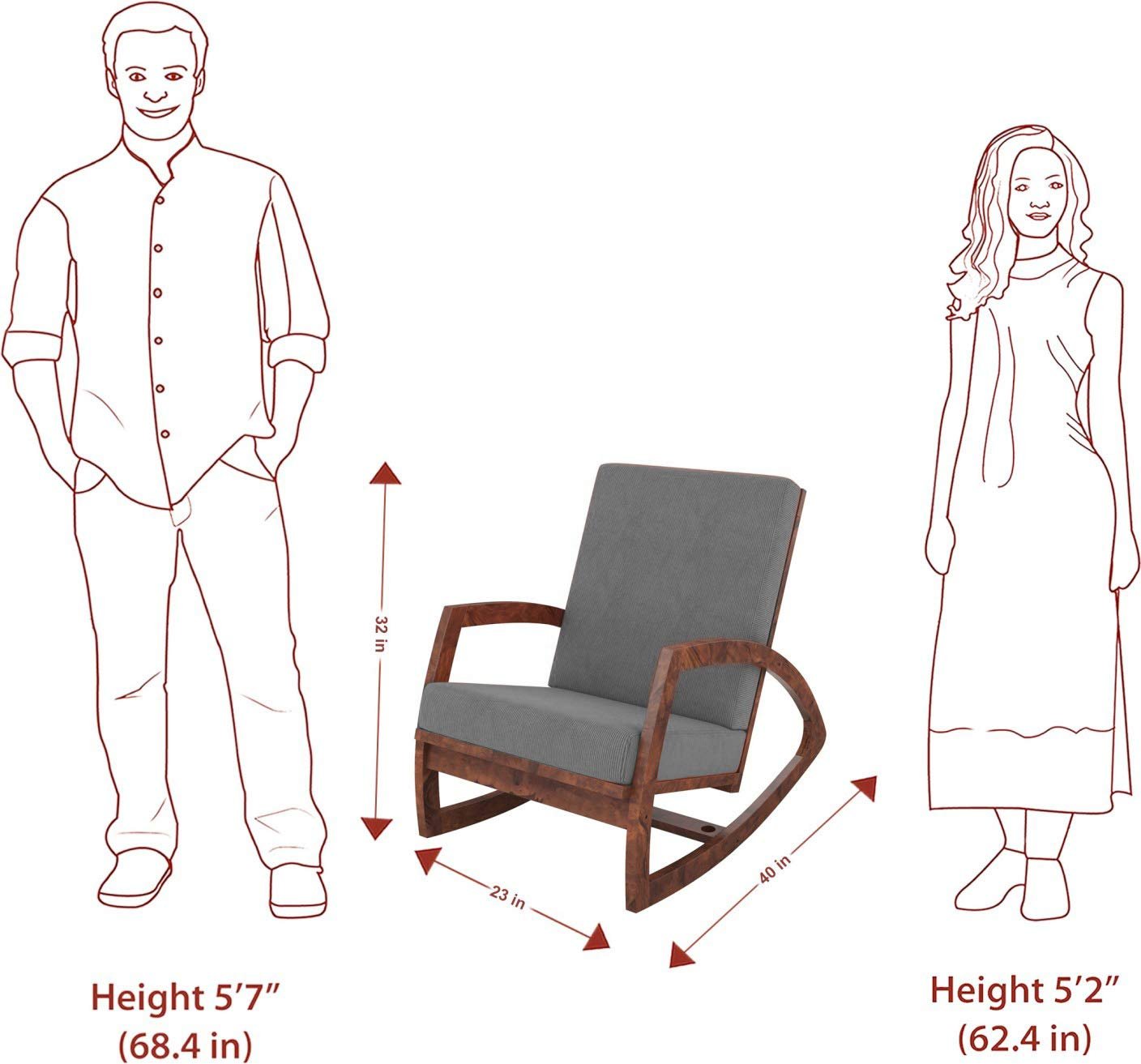 61wdMqFb6rL._SL1408_ Custom Decor Wooden Brown Stylish Rocking Chair Without Cushions… - Image 3