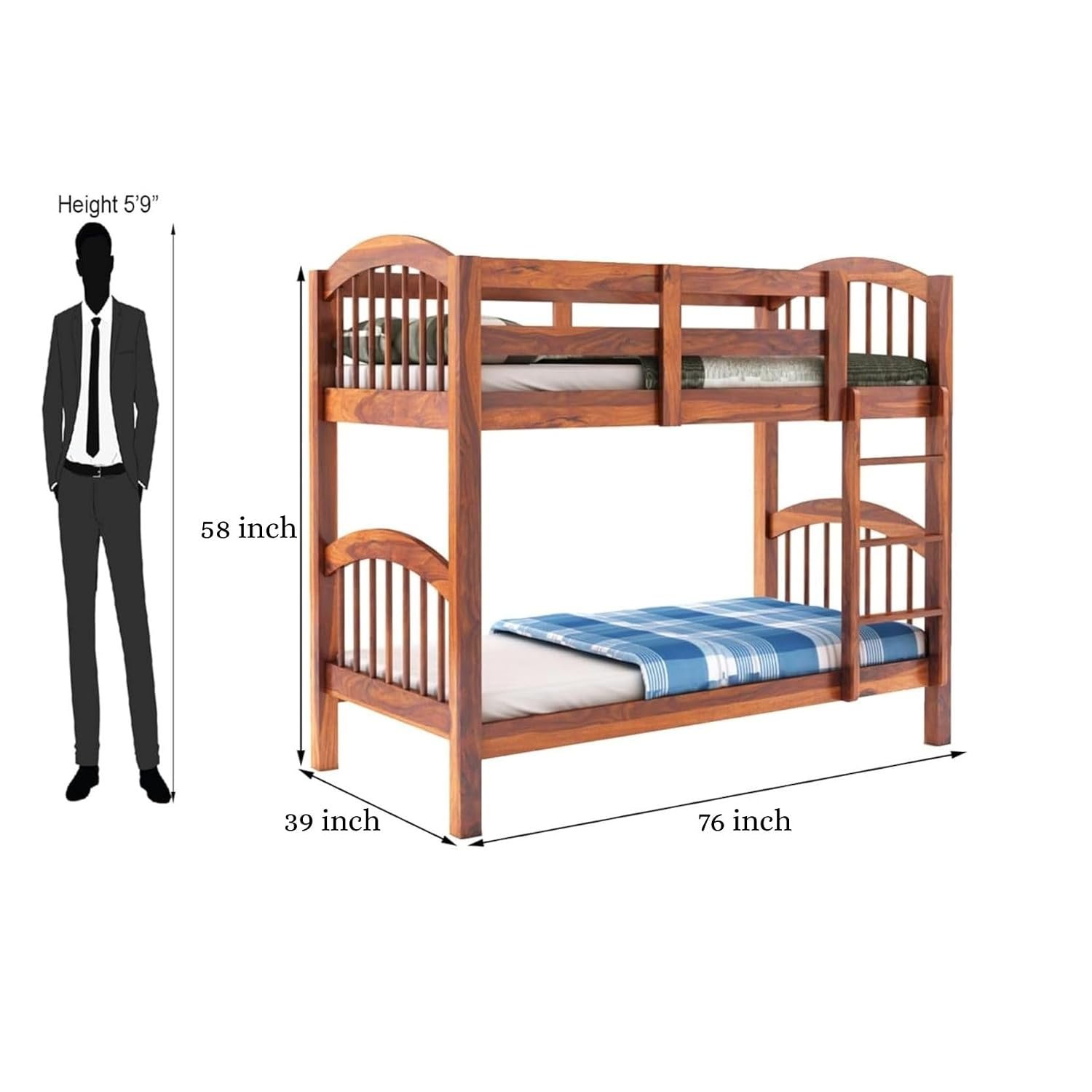 61x-MRwNtBL._SL1500_ Custom Decor Sheesham Wood Bunk Bed | Wooden Double Bed Bed Furniture for Bedroom | Living Room | Home (Froxy-N) - Image 3