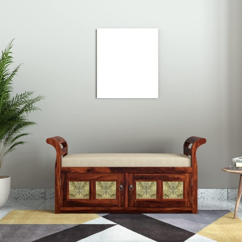 Custom Decor Solid Sheesham Wood Bench for Dining Sets | Multipurpose Bench | for Kitchen Dining Room (Urban Cushoned | 45'')