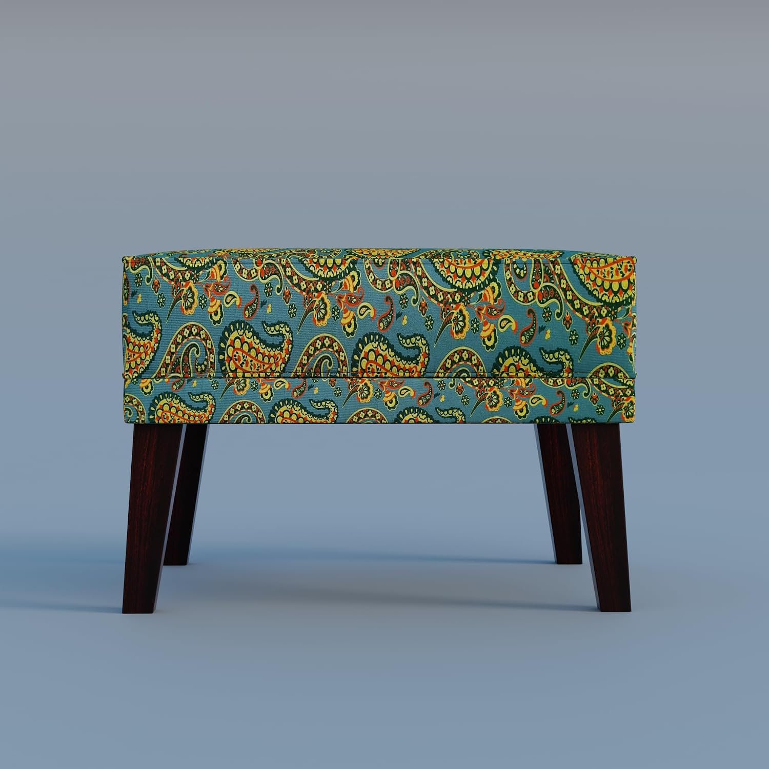 71-GQ94CrSL._SL1500_ Custom Decor Wooden Wing Chair with Ottoman Stool | Wingback for Living Room | One Seater Sofa | High Density Foam | Accent Chair for Seating and Home Decor Furniture | (Peacock Paisley, With Ottoman) - Image 9
