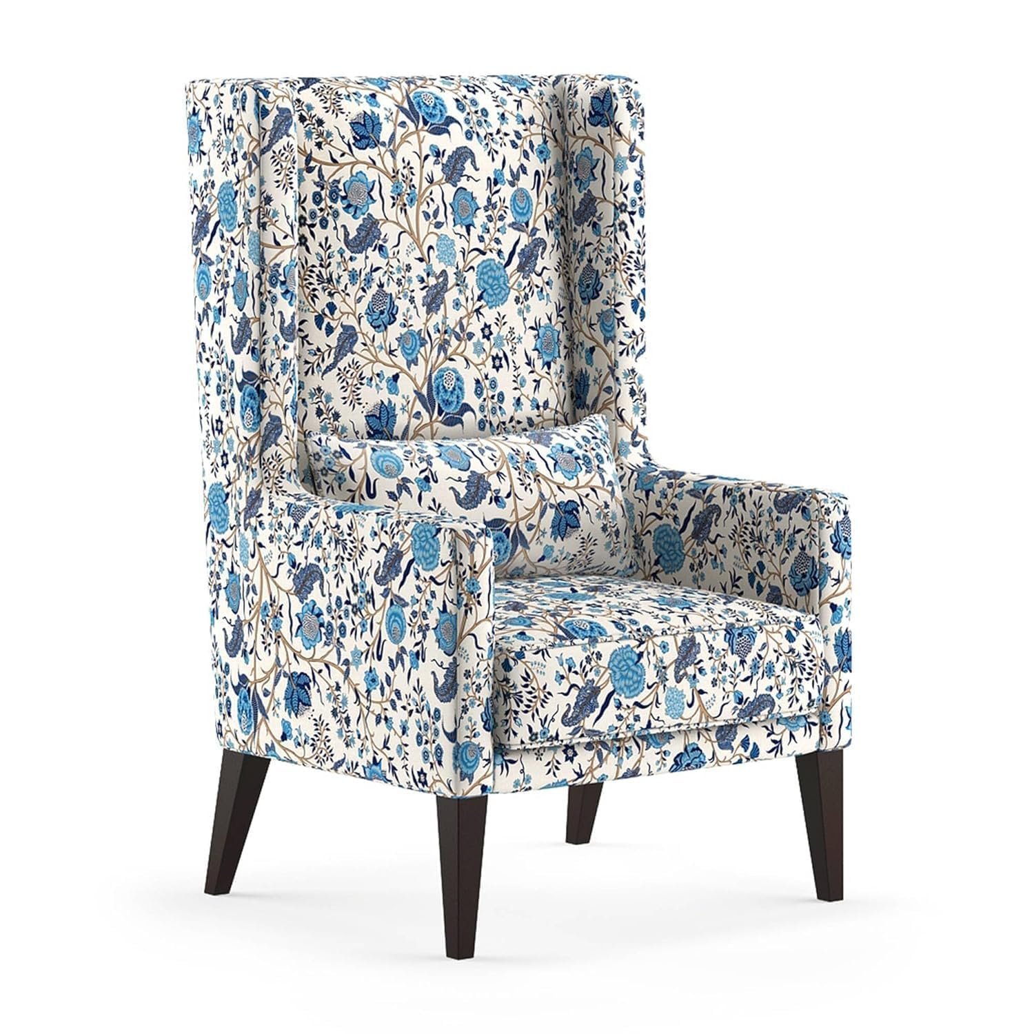 710R61-52vL._SL1500_ Custom Decor Wooden Wing Chair Without Ottoman Stool | Wingback for Living Room | One Seater Sofa | High Density Foam | Accent Chair for Seating and Home Decor Furniture | (Japanese, Without Ottoman) - Image 4