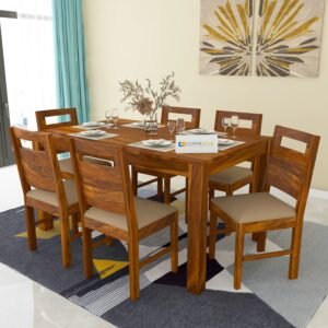 Custom Decor Six Seater Dining Table Set With 6 Cushion Chairs For Dining Room Living Room Home | 6 Seater Dining Table Set (Urban-Mahogany),Brown