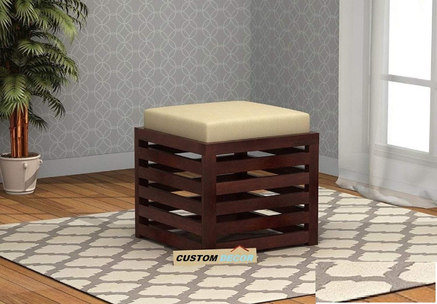 71DRvlsx01L._SL1500_ Custom Decor Wooden Beautiful Handmade Stool with Cushions