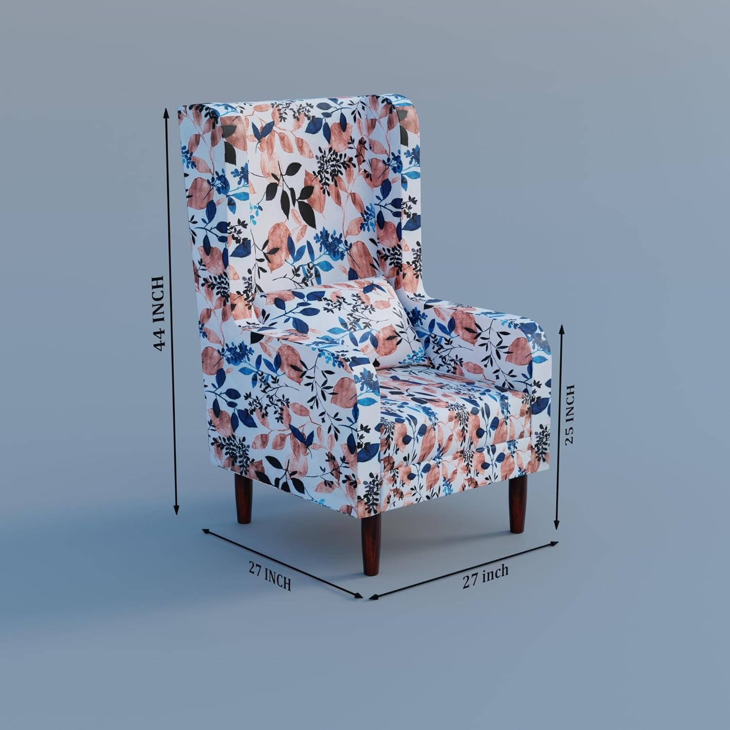 71Fz3gXpF5L._SL1500_ Custom Decor Wooden Wing Chair with Ottoman Stool | Wingback for Living Room | One Seater Sofa | High Density Foam | Accent Chair for Seating and Home Decor Furniture | (Floral Frost, with Ottoman) - Image 3