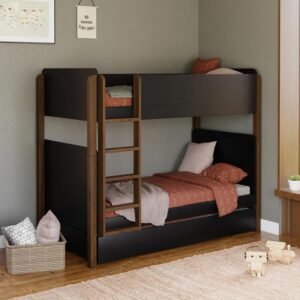 Custom Decor Sheesham Wood Bunk Bed Cot | Wooden Double Bed Bed Furniture for Bedroom | Living Room | Home (ZenX, Natural)