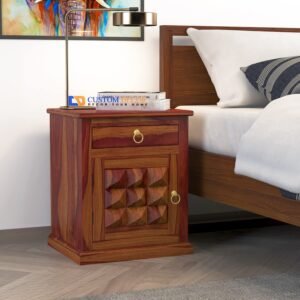 Custom Decor Diamond Cut Bedside Table - Walnut
