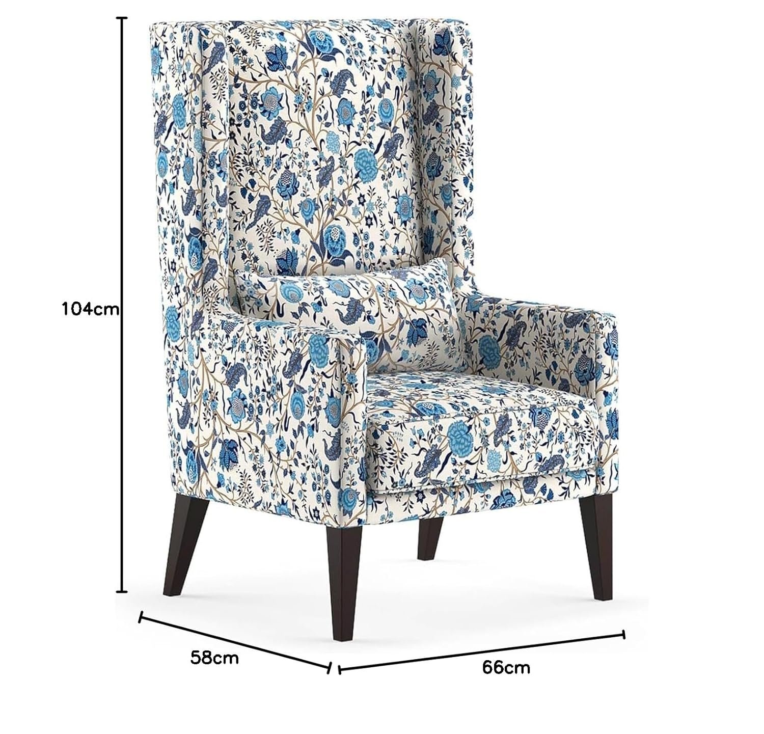 71Z8ue94NHL._SL1500_ Custom Decor Wooden Wing Chair Without Ottoman Stool | Wingback for Living Room | One Seater Sofa | High Density Foam | Accent Chair for Seating and Home Decor Furniture | (Japanese, Without Ottoman) - Image 3