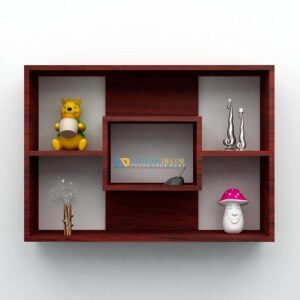 Custom Decor Solid Sheesham Wood Wall Cubby Storage Organizer Floating Shelf (Mahogany Color)