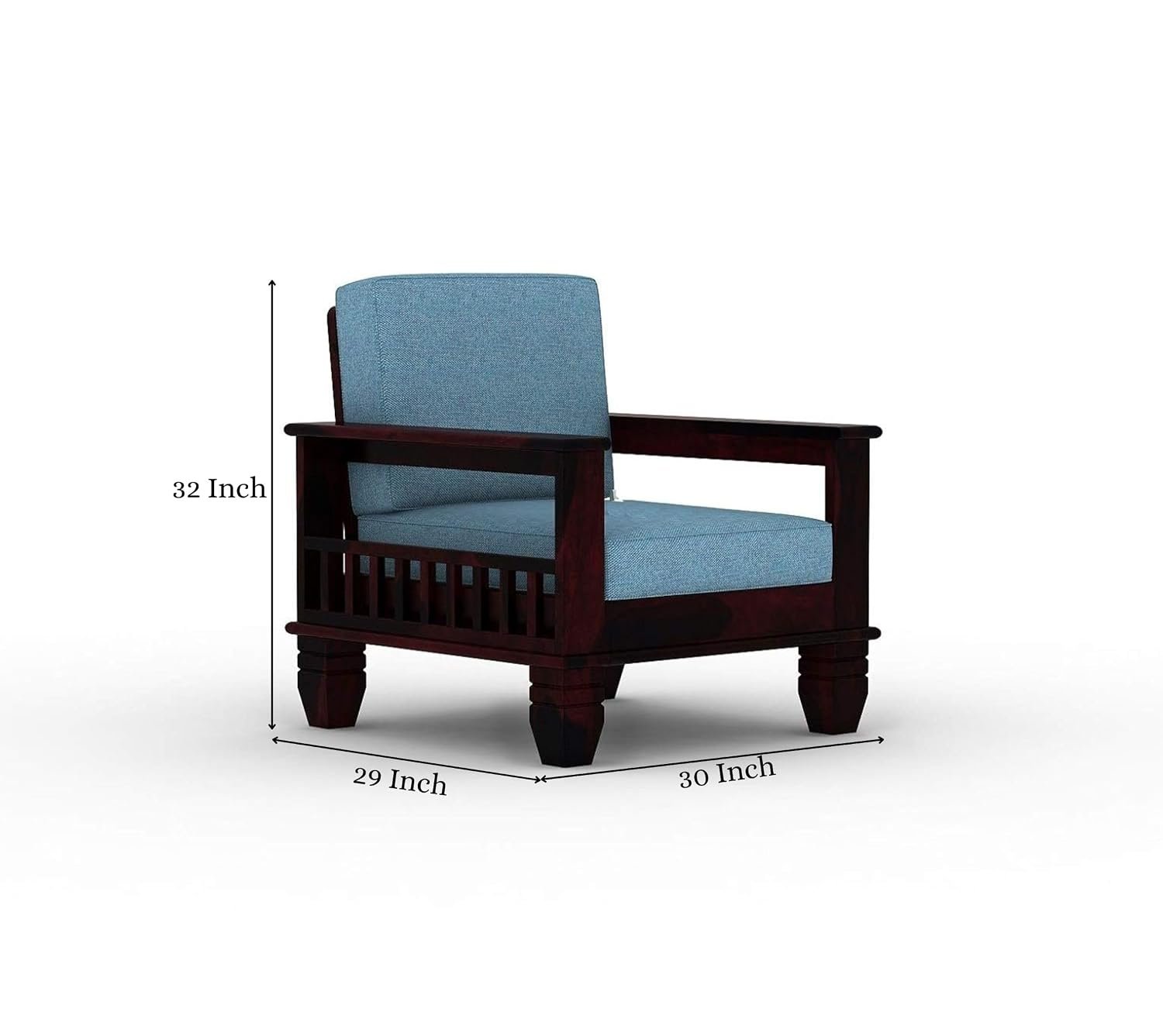 71iYCJVWHQL._SL1500_ Custom Decor Sheesham Wood 3+1+1 Seater Sofa Set for Living Room | 5 Seater | Walnut Finish | Blue Fabric | Contemporary Style - Image 4