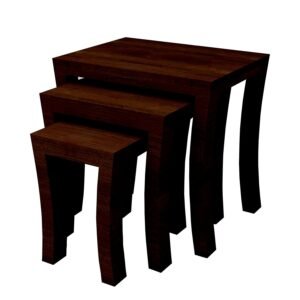 Custom Decor Sheesham Hardwood Curve Nest of Tables - Dark Walnut