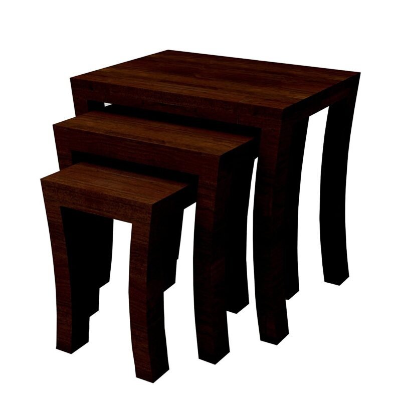Custom Decor Sheesham Hardwood Curve Nest of Tables - Dark Walnut