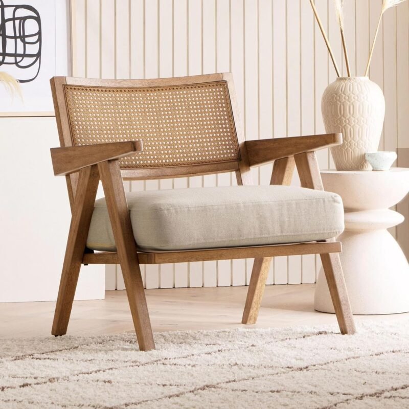 Custom Decor Accent Arm Chair for Home | Bedroom, Living, Dining & Drawing Room | Ultra Soft and Comfortable for Stress Free Bronx Wood Effect |