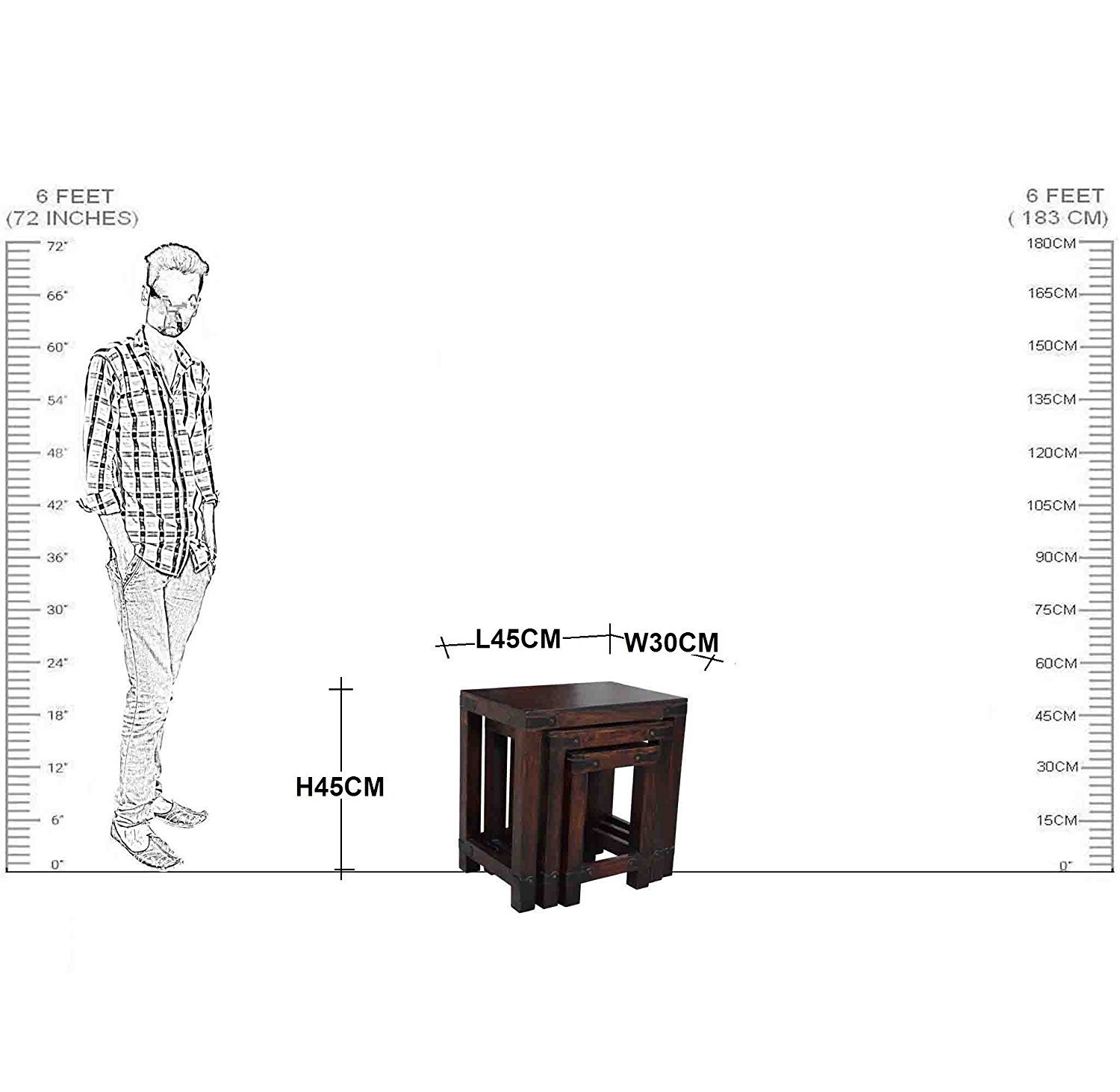 71qiCjaab-L._SL1500_ Custom Decor Gibson Brown Solid Wooden Nesting Tables Set of 3 - Dark Walnut - Image 3