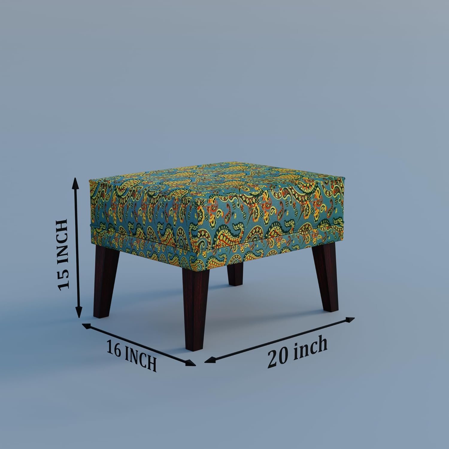 71vMitog-BL._SL1500_ Custom Decor Wooden Wing Chair with Ottoman Stool | Wingback for Living Room | One Seater Sofa | High Density Foam | Accent Chair for Seating and Home Decor Furniture | (Peacock Paisley, With Ottoman) - Image 4