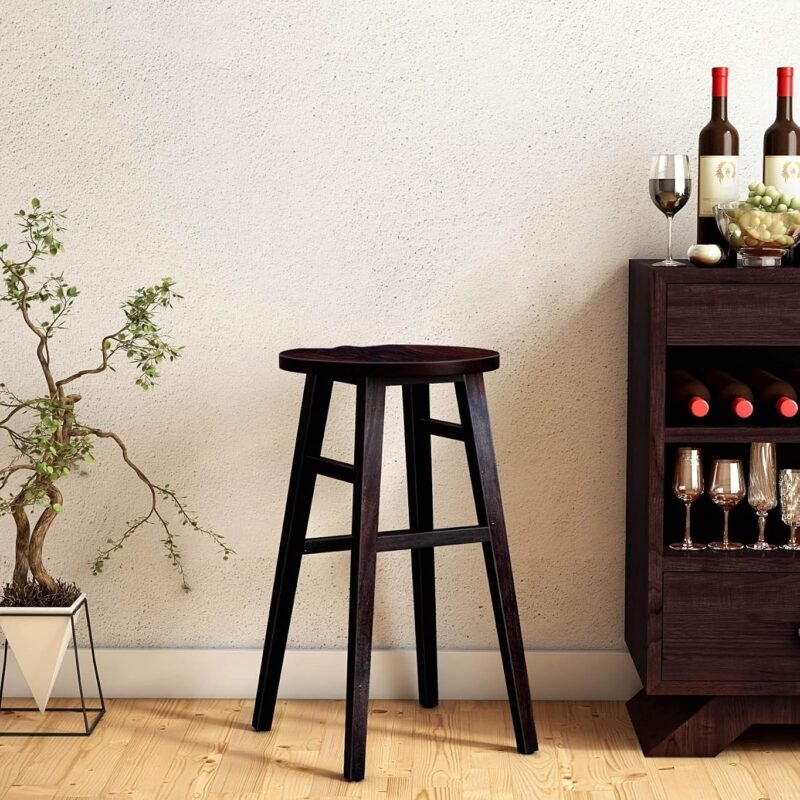 Custom Decor Solid Sheesham Wooden Japanese Style Bar Table - Dark Walnut Finish