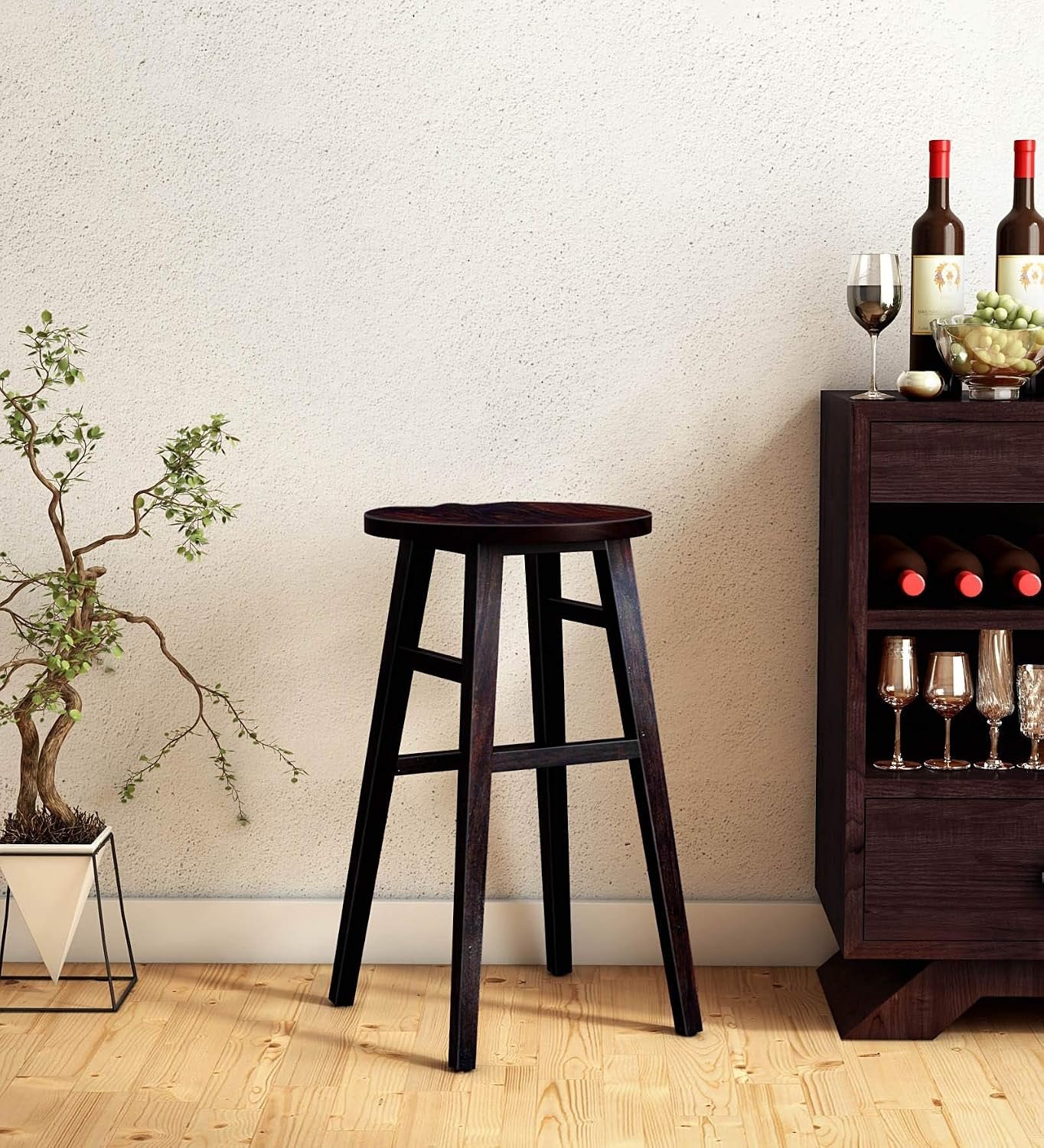 8116C+XhbFL._SL1500_ Custom Decor Solid Sheesham Wooden Japanese Style Bar Table - Dark Walnut Finish
