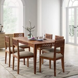 Custom Decor Homes PureWood 6 Seater Dining Set (Finish Color - Honey)