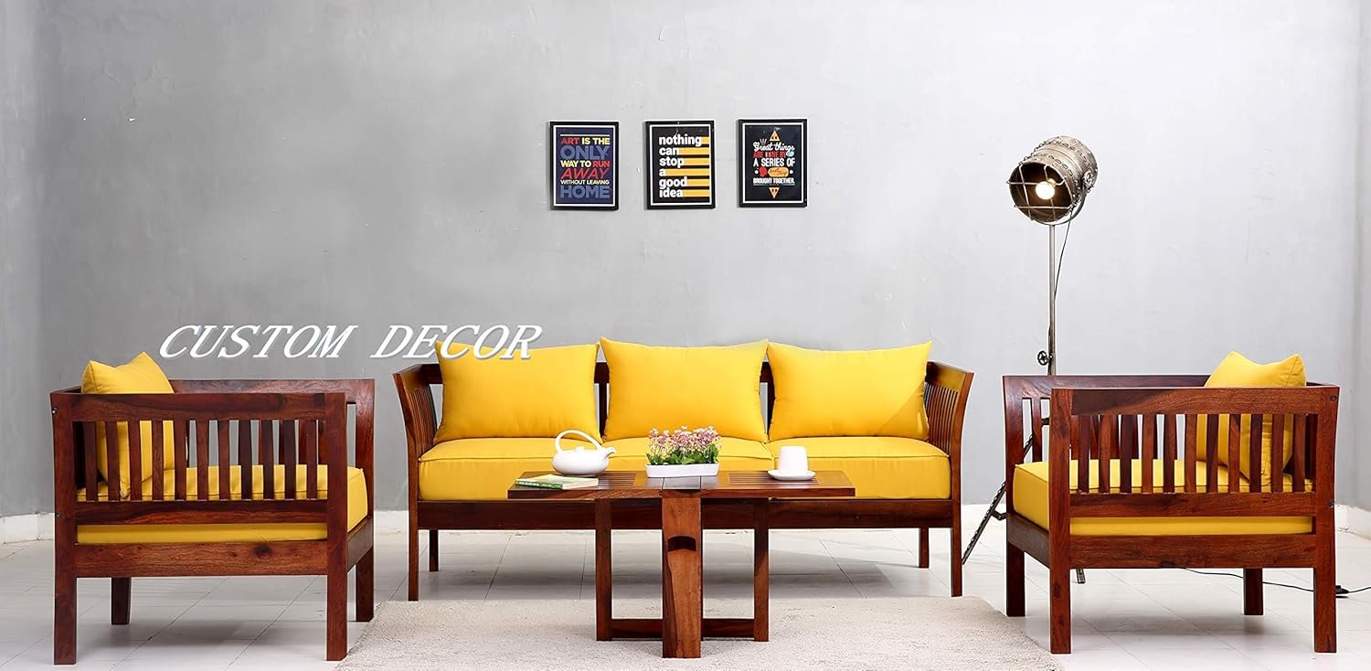 81EMLTFSPaL._SL1500_ Custom Decor Sheesham Sofa Set for Living Room Wood Furniture | Office | Wooden Sofa Set 3+1 | Walnut Brown (3+1)