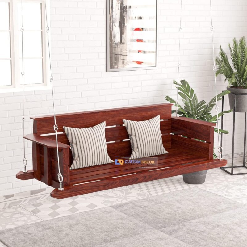 Custom Decor Sheesham Wood Jhula for Home Indoor, Garden Outdoor Wooden Large Swing DIY(Do-It-Yourself) (Mahogany)