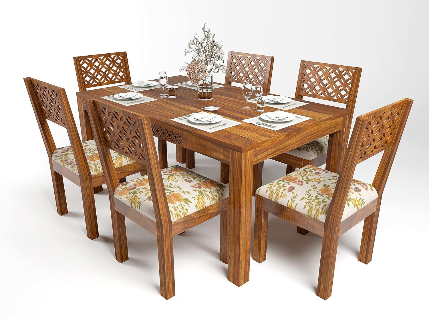 81NWUvbRN5L._SL1500_ Custom Decor Solid Wood Dining Table 6 Seater with Chair | Dining Room Furniture | Dining Table 6 Seater Set Wooden