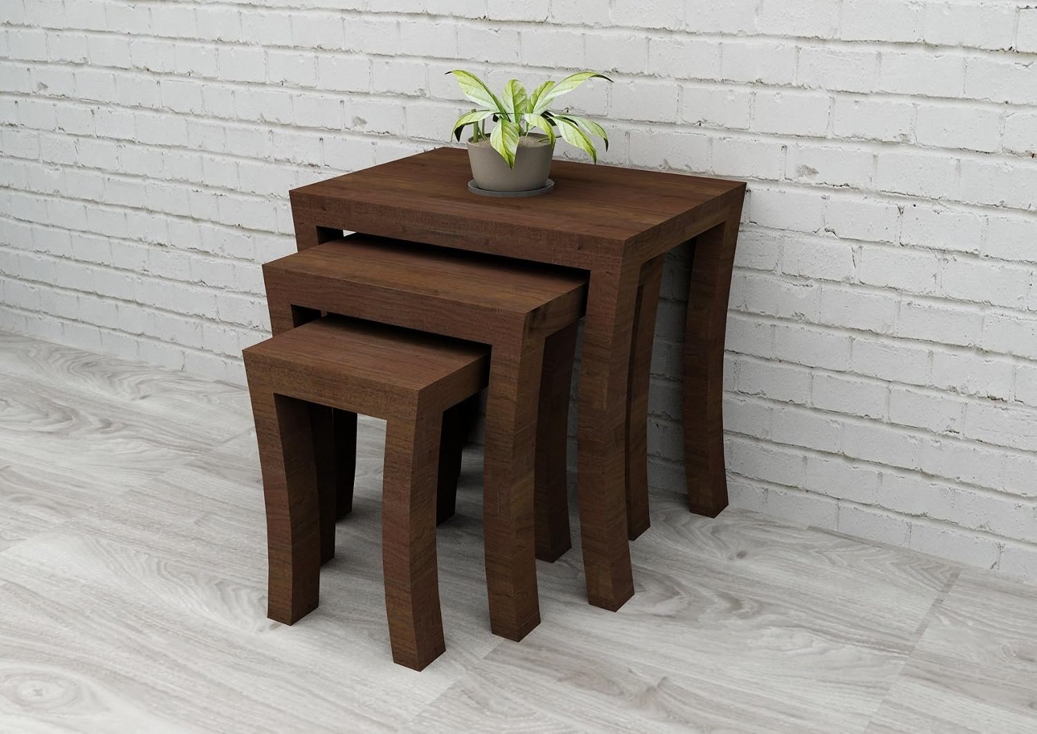 81R25Itry-L._SL1500_ Custom Decor Elmora Brown Solid Wooden Nesting Tables Set of 3 - Walnut Finish