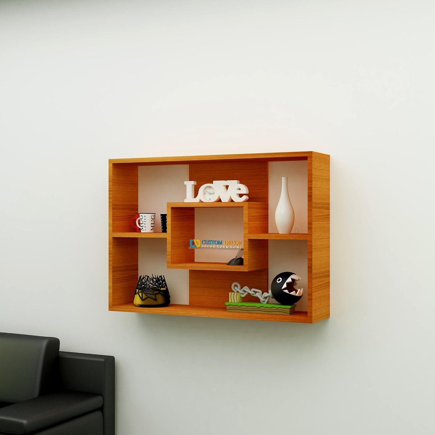 81UI1nK+ooL._SL1500_ Custom Decor Solid Sheesham Wood Wall Cubby Storage Organizer Floating Shelf Wall Mounted Home Decor Furniture- (Honey Teak) - Image 3