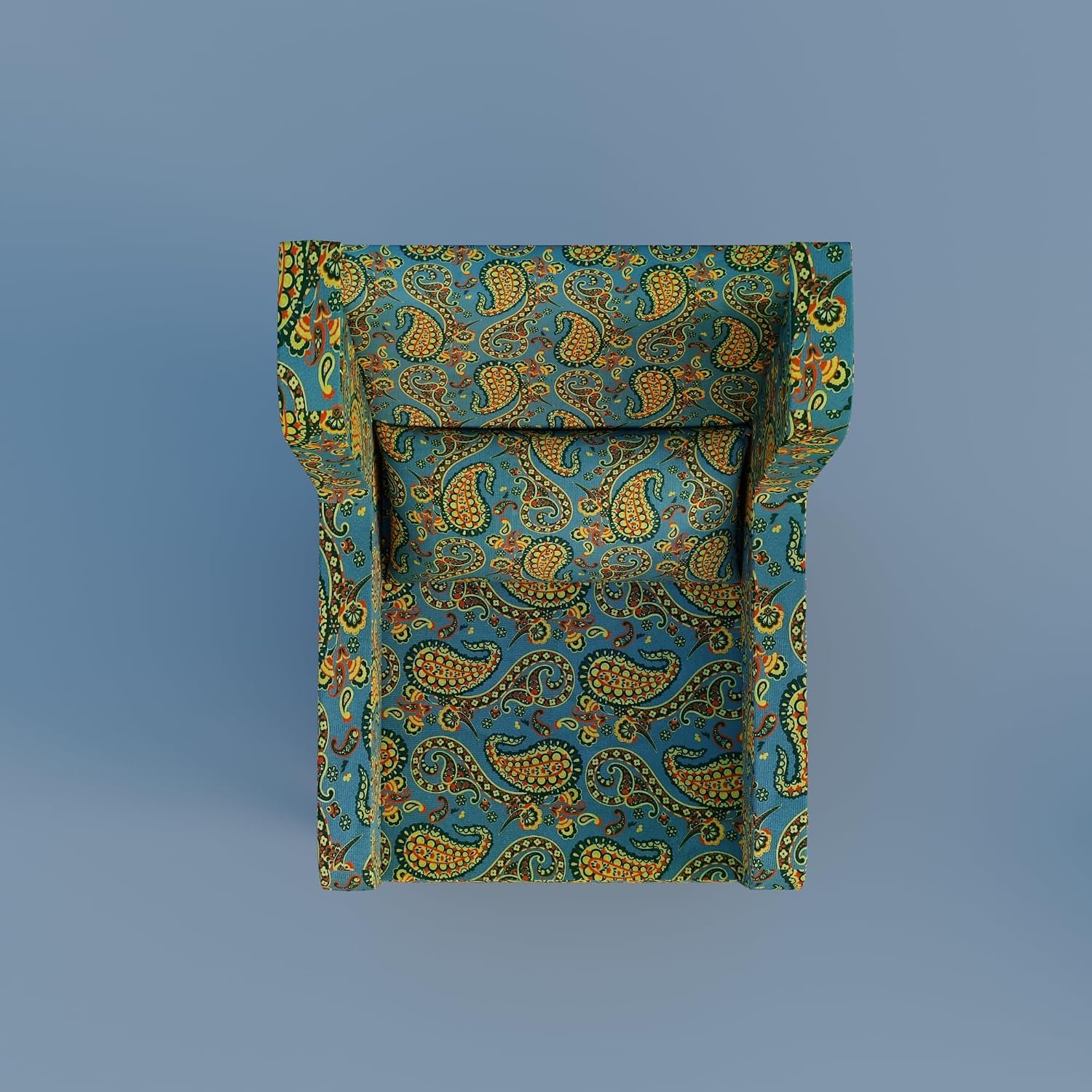 81WV0R3v8zL._SL1500_ Custom Decor Wooden Wing Chair with Ottoman Stool | Wingback for Living Room | One Seater Sofa | High Density Foam | Accent Chair for Seating and Home Decor Furniture | (Peacock Paisley, With Ottoman) - Image 7
