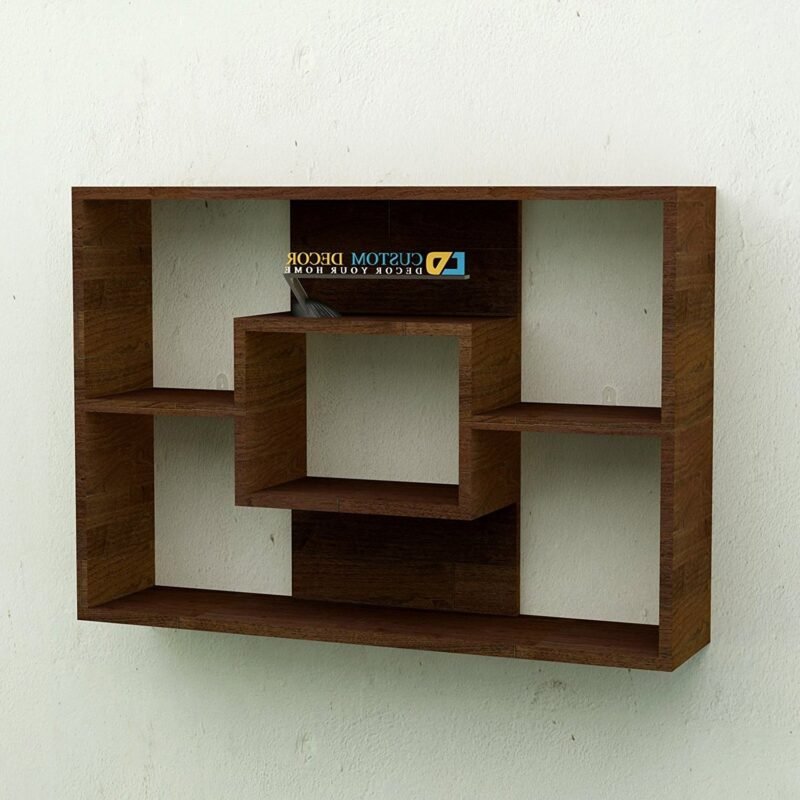 Custom Decor Solid Sheesham Wood Wall Cubby Storage Organizer Floating Shelf Wall Mounted Home Decor Furniture- (Walnut Brown)