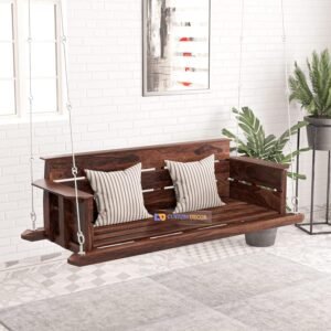 Custom Decor Sheesham Wood Jhula for Home Indoor, Garden Outdoor Wooden Large Swing DIY(Do-It-Yourself) (Walnut)