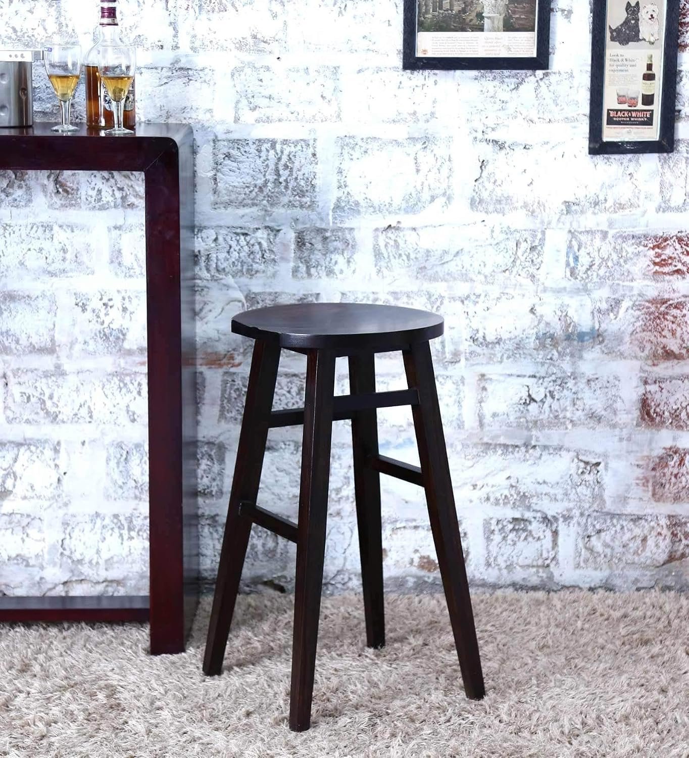 81anX11USSL._SL1500_ Custom Decor Solid Sheesham Wooden Japanese Style Bar Table - Dark Walnut Finish - Image 4