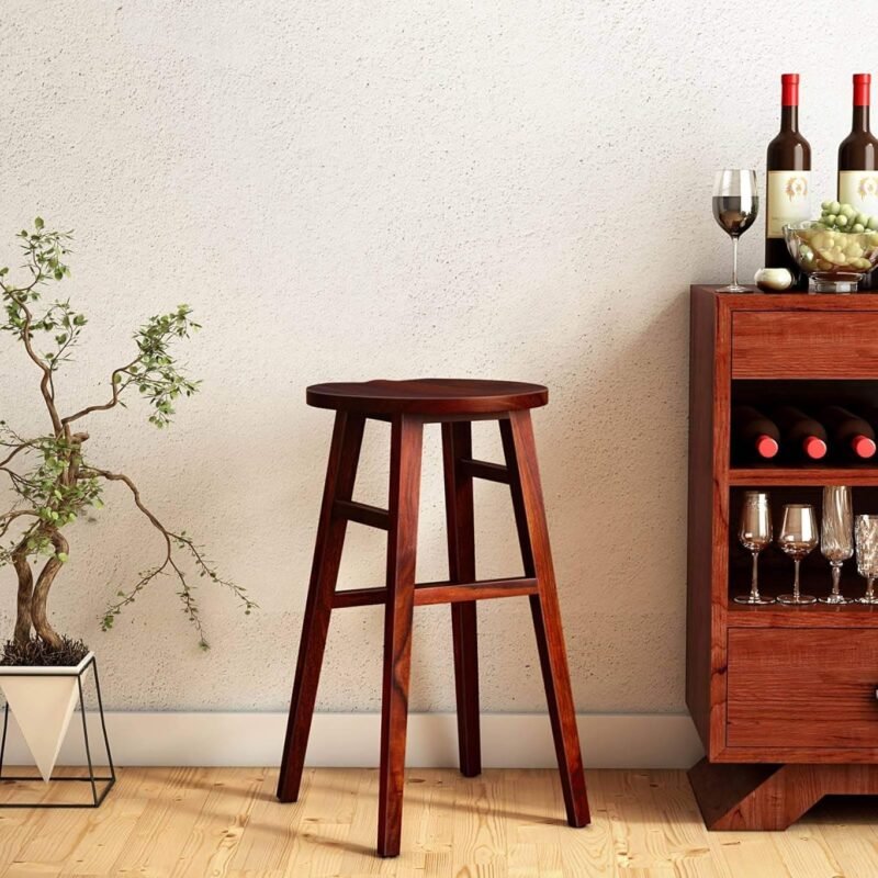 Custom Decor Solid Sheesham Wooden Japanese Style Bar Table - Honey Teak BrownFinish