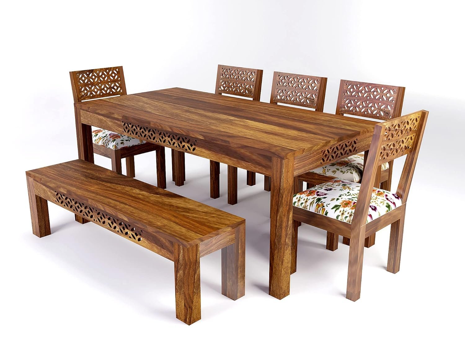 81hNu0kcFkL._SL1500_ Custom Decor Solid Wood Dining Table 8 Seater with Chair | Dining Room Furniture - Image 2