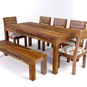 Custom Decor Solid Wood Dining Table 8 Seater with Chair | Dining Room Furniture
