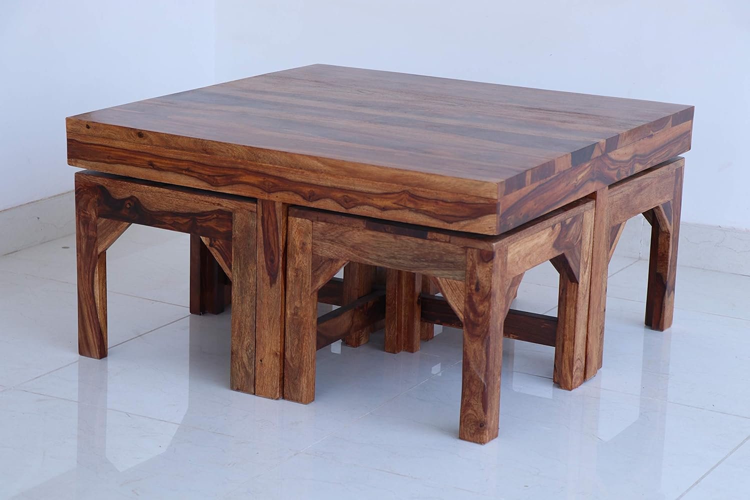 81kEzxjSfIL._SL1500_ Custom Decor Japanese Style Contemporary Coffee Table with 4 stools (Sheesham Wood)