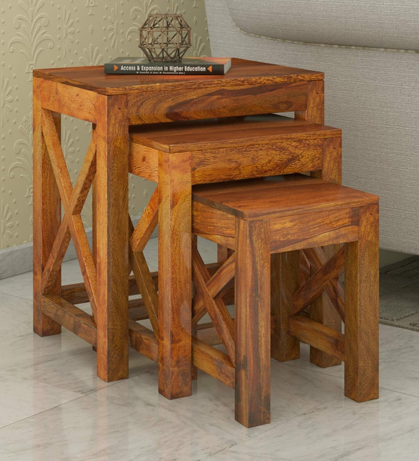 81ojVPP4anL._SL1500_ Custom Decor Alena Solid Wood Bunk Beds - Indian Sheesham Wood Furniture(Mahogany Color) - Image 5