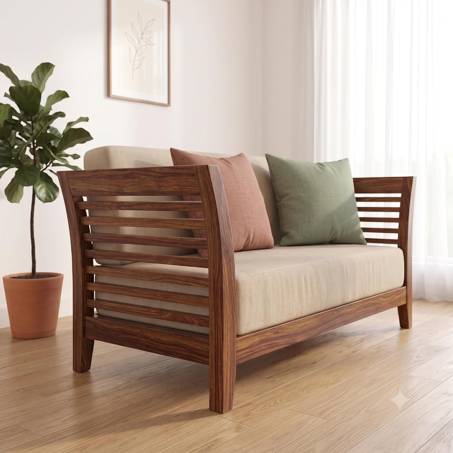 81yr2ky12lL._SL1500_ Custom Decor Sheesham Sofa Set for Living Room Wood Furniture | Office | Wooden Sofa Set 3+2+1 | Walnut Brown (3+2+1) - Image 6