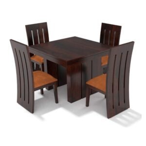 Custom Decor Six Seater Dining Table Set (Brown) (6 Seater Dining Table, Honey Teak with Foster Chair)