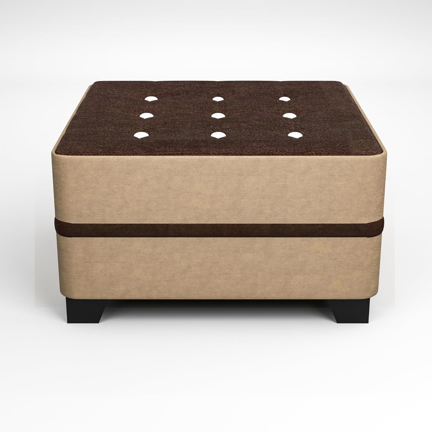713c98O7pUL._SL1500_ RECTART Luxe 8 Seater L Shape Sofa Set with 2 Ottoman, 6 Small Pillow and Coffee Table for Living Room Furniture Brown & Cream Wood - Image 8