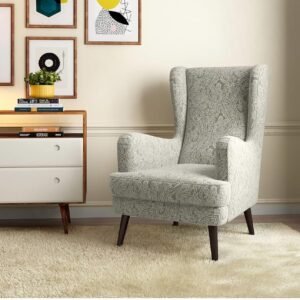 RECTART Wooden Wing Chair with Ottoman | Wingback Chair for Living Room | One Seater Sofa | High Density Foam | Accent Chair for Seating and Home Decor Furniture (Classic, Without Ottoman)