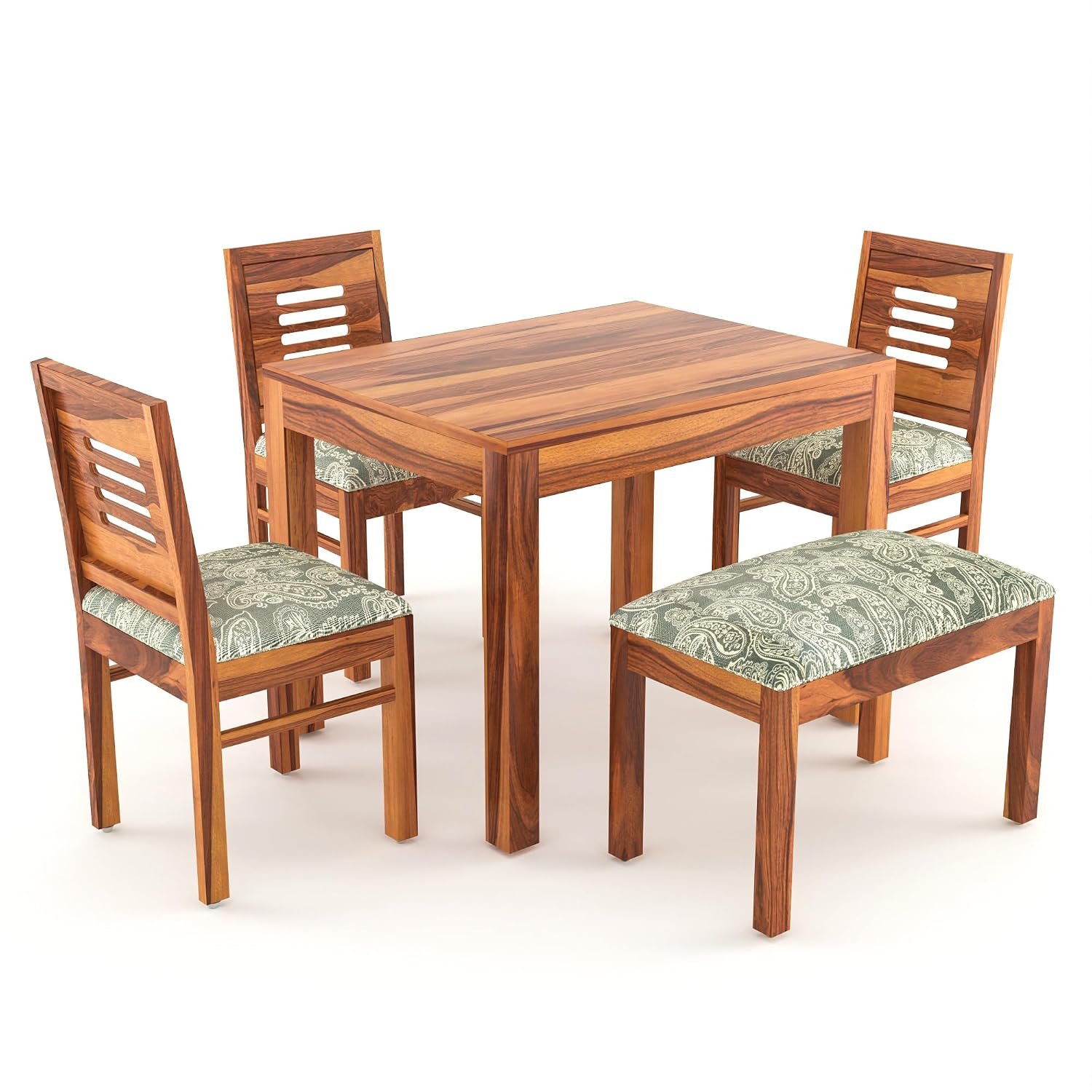 815aN8CxG9L._SL1500_ RECTART Solid Sheesham Wood 4 Seater Dining Table Set with Cushioned Chairs | 4 Seater Dining Table for Living Room | Dining Table 4 Seater - Image 3