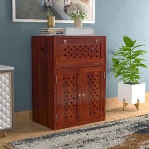 RECTART Solid Wooden Inverter Battery Cabinet | Single Battery Box | Wooden Inverter Battery Cabinet | Battery Box | Sheesham Wood,Standard (Mahogany)